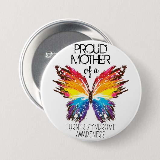 チョウ誇りを持ったターナー症候群の母 缶バッジ (正面&裏面)