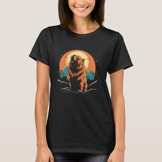 チョウ – Pet Dog Breed Moon Howling Tシャツ (正面)
