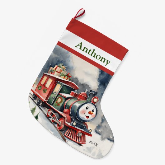 チョオクリスマスズトレインボーイズ ラージクリスマスストッキング (正面 (吊り時))