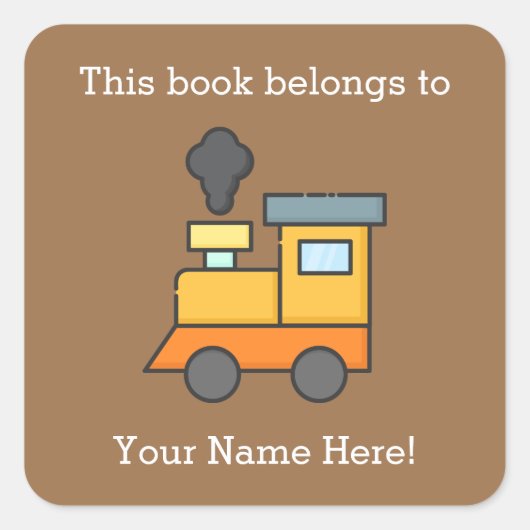 チョオチョオトレイン蔵書票 スクエアシール (正面)