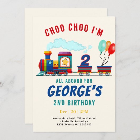 チョオチョオトレイン車両輸送誕生日I 招待状 (正面/裏面)