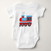 チョオトレインバースデーパーティー名前をカスタムする ベビーボディスーツ (裏面)