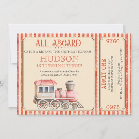 チョオトレイン誕生日招待状 – 電車のパーティー 招待状 (正面)