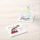 チョオ私は2つの赤い電車の誕生日だ スクエアペーパーコースター (インサイチュ)