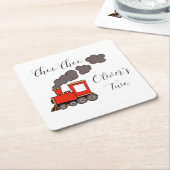 チョオ私は2つの赤い電車の誕生日だ スクエアペーパーコースター (アングル)