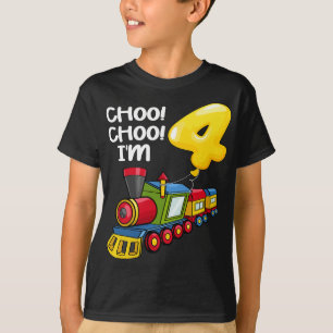 チョオ私は4歳の機関車少年たち電車4t tシャツ
