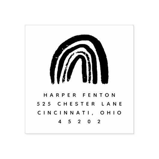 チョキレインボースクエア差出人住所スタンプ ラバースタンプ (インプリント)