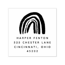 チョキレインボーセルフインキング差出人住所スタンプ