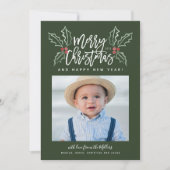 チョキーブラシScriptクリスマスホリーフォトグリーン シーズンカード (正面)