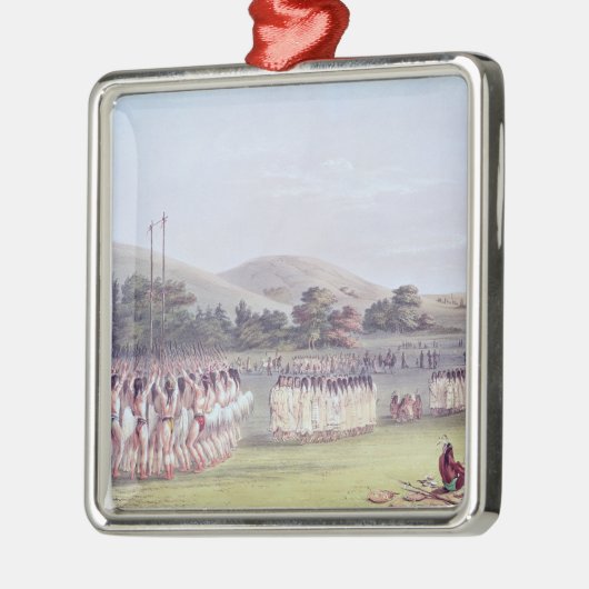 チョクトー族の球演劇のダンス1834-35年 メタルオーナメント (左)