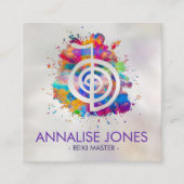 チョクレイインカラフル（ばちゃばちゃ）跳ねる スクエア名刺 (正面)