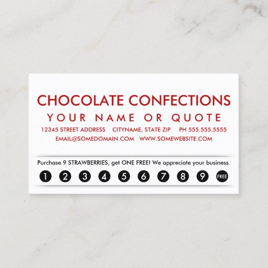 チョクレートイチゴストライプロイヤリティカード ロイヤリティカード (裏面)
