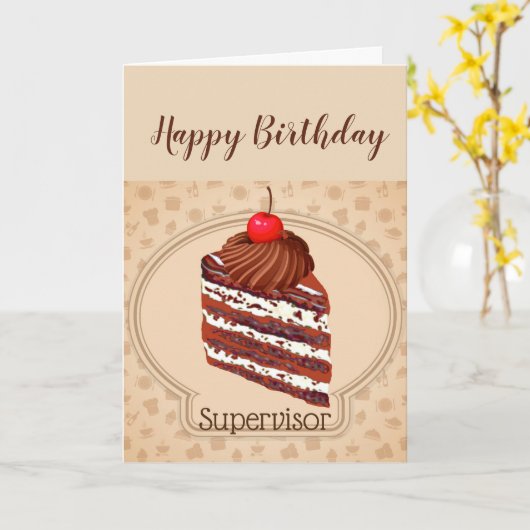 チョコおもしろいケーキ監督者誕生日カード カード (黄色い花)