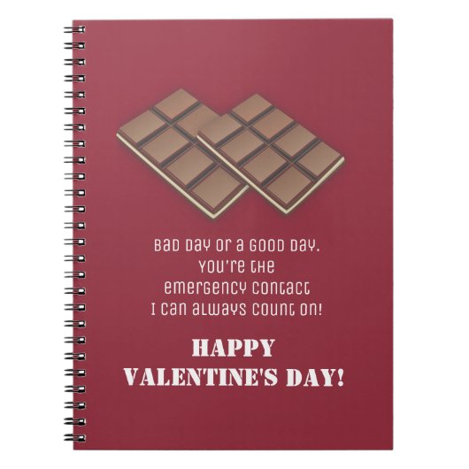 チョコおもしろいバーバレンタインのメッセージ ノートブック (正面)