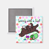 チョコおもしろいラブラドール漫画水玉模様 マグネット (正面/裏面)