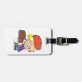 チョコおもしろいーお誕生日ケーキ付き漫画の少年 ラゲッジタグ (正面横)