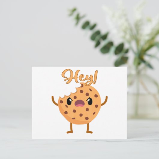 チョコおもしろいートチップクッキーAバイト取り出し不機嫌 案内ポストカード (スタンド正面)