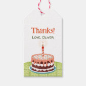 チョコお誕生日ケーキとキャンドルとテーブルクロス ギフトタグ (正面)