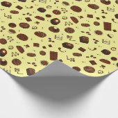 チョコかわいらしバーキャンディとチョコレートパターン ラッピングペーパー (角)