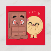 チョコとパンケーキのカップルがバレンタインデーを愛する スクエア名刺 (正面)