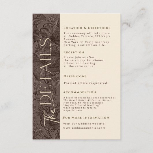 チョコエレガントモカの結婚詳細カード エンクロージャーカード (正面)