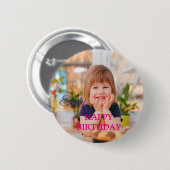 チョコカスタムルトをパーソナライズしたハッピーバースデー 缶バッジ (正面&裏面)