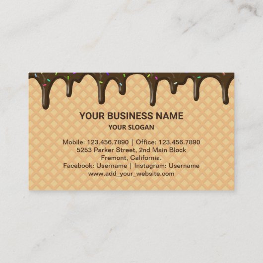 チョコカスタムレートお誕生日ケーキパティシシェフベーカリー 名刺 (裏面)