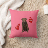 チョコカスタムレートラブラドールバレンタインズデイピロー クッション (ブランケット)