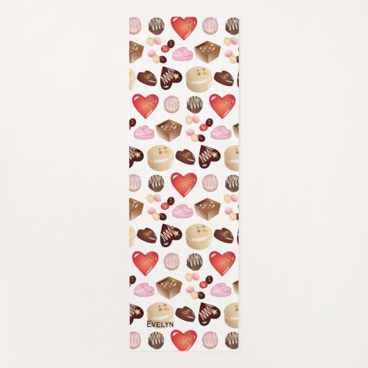 チョコカラフルキャンディハート模様 ヨガマット (正面)