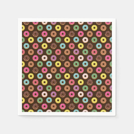 チョコカラフルレートのドーナツ型 スタンダードカクテルナプキン (正面)