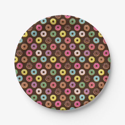チョコカラフルレートのドーナツ型 ペーパープレート (正面)