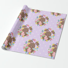 チョコカラフルートイースターバニー&エッグス ラッピングペーパー