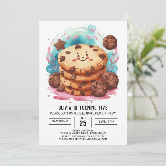 チョコシンプルー誕生日 招待状 (スタンド正面)