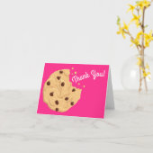 チョコチップクッキー キッズ 1歳の誕生日パーティー ピンク カード (黄色い花)
