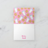 チョコチップクッキー キッズ 1歳の誕生日パーティー ピンク カード (内部)