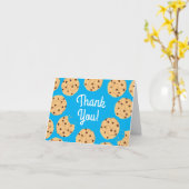 チョコチップクッキー キッズ 1歳の誕生日パーティー 青 カード (黄色い花)