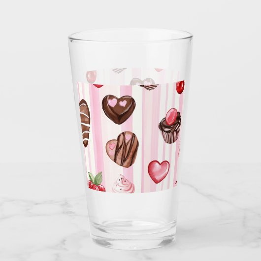 チョコハートバレンタイン杯 タンブラーグラス (正面)