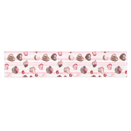 チョコハートラージパターンテーブルランナー ショートテーブルランナー (横)