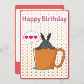 チョコバニーハッピーバースデーカード 招待状 (正面/裏面)