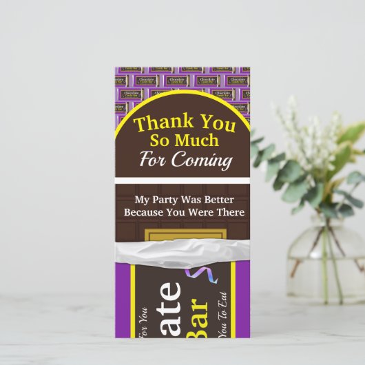 チョコパーソナライズされたキャンディバー サンキューカード (スタンド正面)