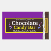 チョコパーソナライズされたキャンディバー 長方形シール (正面)
