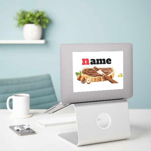 チョコパーソナライズされたコレートスプレッドラベルおもしろいノベルティ シール (デスク上のノートパソコン)