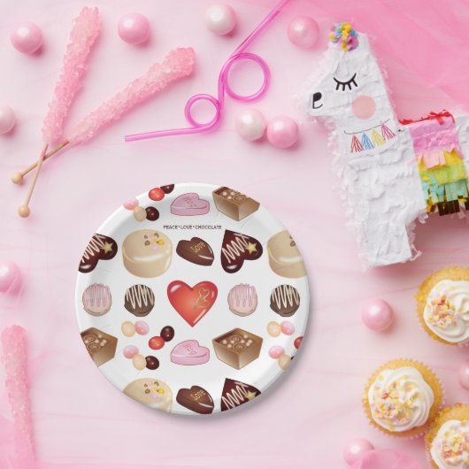 チョコパーソナライズされたモダンレットキャンディハート ペーパープレート (パーティー)