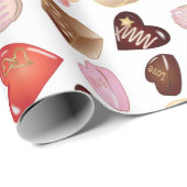 チョコパーソナライズされたモダンレットキャンディハート ラッピングペーパー (ロールコーナー)