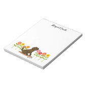 チョコパーソナライズされたラブラドールグリーンと花 ノートパッド (回転)