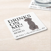 チョコパーソナライズされたラブラドールドッグ結婚ズ スクエアペーパーコースター (アングル)