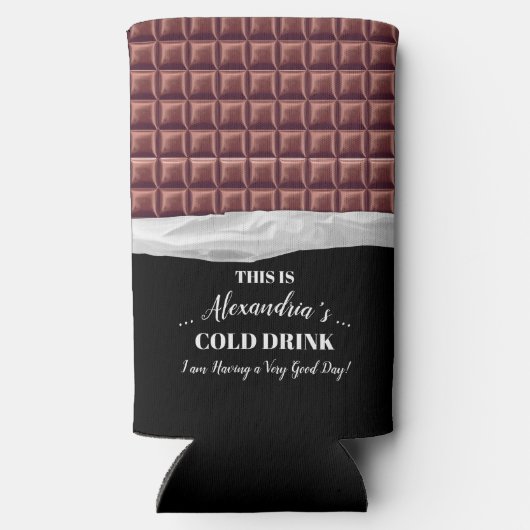 チョコパーソナライズされたレットキャンディバーパーティー スリム缶クーラー (裏面)