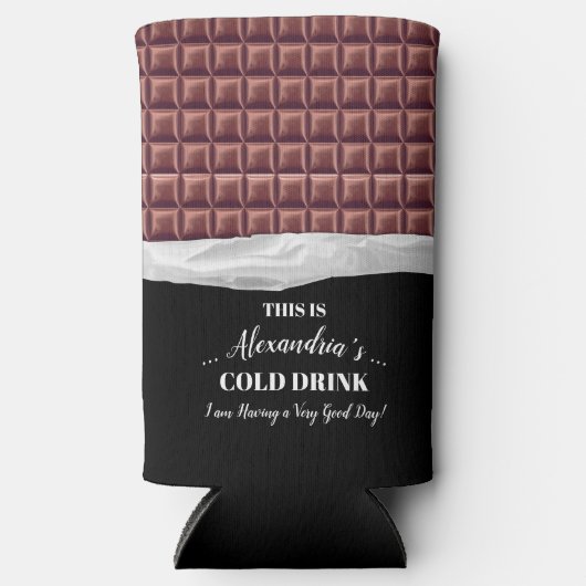 チョコパーソナライズされたレットキャンディバーパーティー スリム缶クーラー (正面)