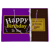 チョコパーソナライズされたレットキャンディバー誕生日 ラージペーパーバッグ (正面)