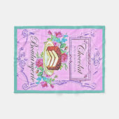 チョコビクトリアンケーキ菓子屋パープルティール（緑がかった色） フリースブランケット (正面(横))